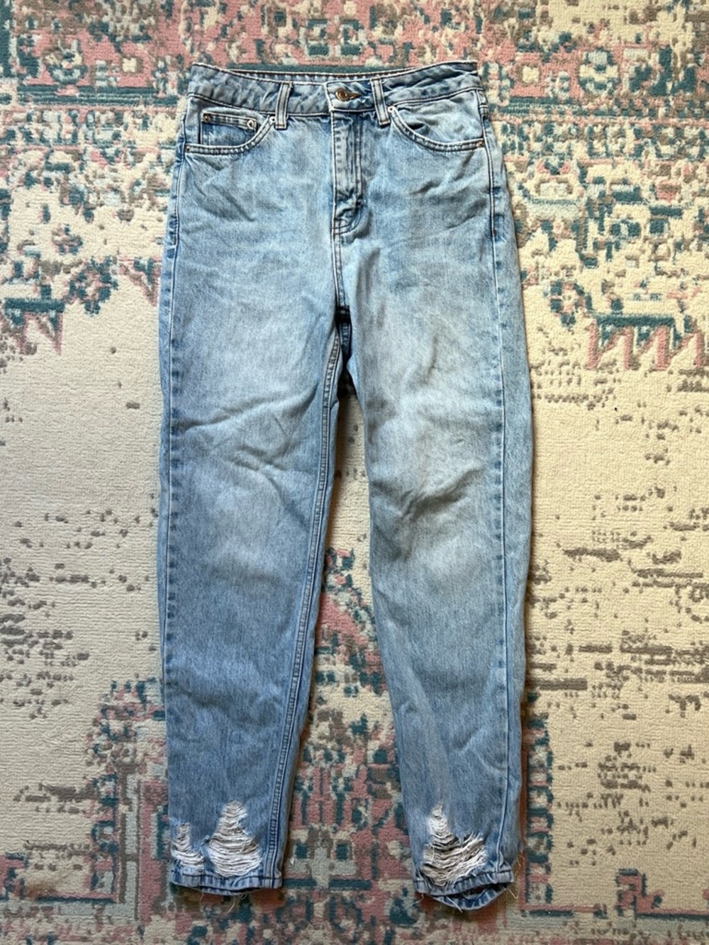 Topshop Light Wash High-Rise Distressed Jeans